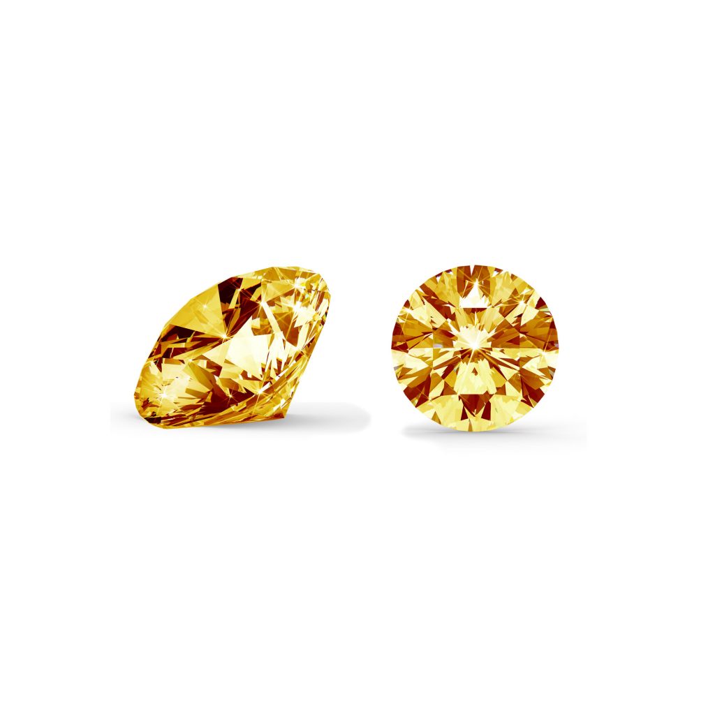 Orange/gul diamant brilliant round cut side og top